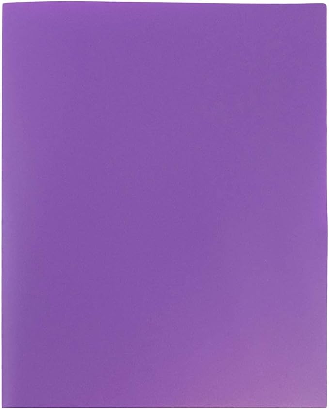 JAM PAPER Plastic 2 Pocket POP Folders - Durable School Folders - Purple - 6/Pack