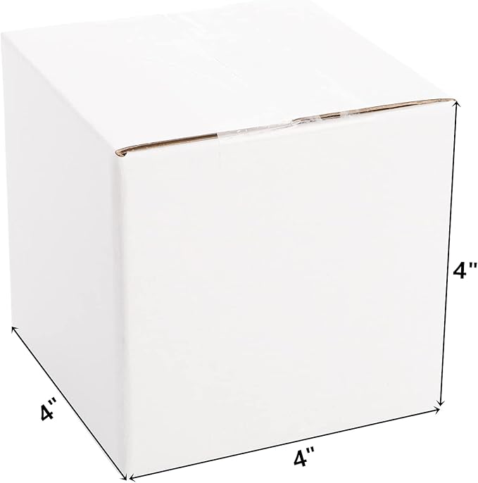 Peohud 40 Pack Small Shipping Boxes, 4 x 4 x 4 Inches White Corrugated Cardboard Box, Mailing Box for Shipping, Packing Storage, Gift Box, Recyclable