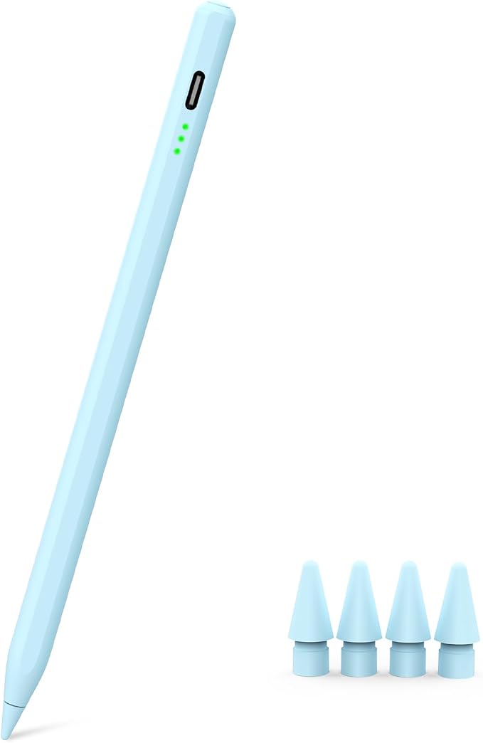 Blue Stylus Pen for iPad Pro Air Mini 2018-2026, Palm Rejection Fast Charge | Compatible with iPad 6–11 Gen (A16), iPad mini 5/6/7, iPad Air 3–6 Gen (M2/M4), iPad Pro 11/12.9" 1–6 Gen, M4 iPad Pro 11/13"