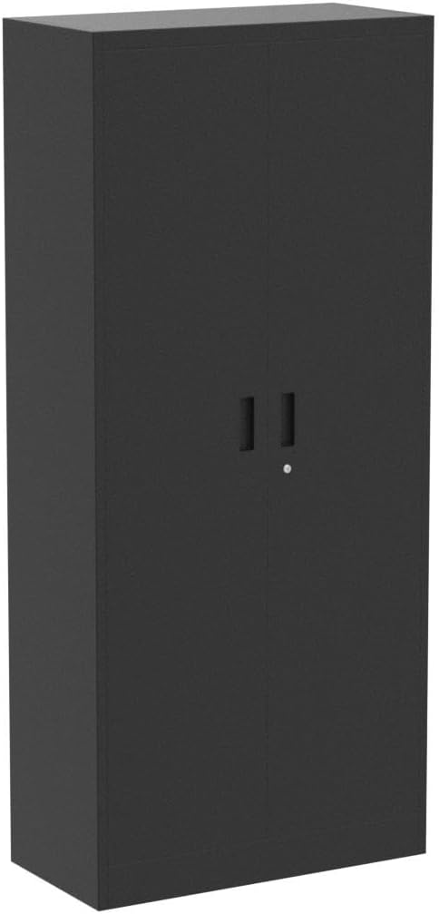 BESFUR Metal Storage Cabinet, 71" H Locking Storage Cabinet with 5 Adjustable Shelves, Metal Cabinets for Garage, Office, Home, Classroom- Black