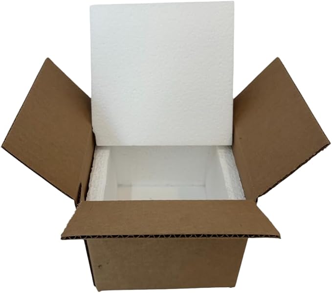 Insulated Shipping Box (7x7x6) inches with Styrofoam Insert 2 Pack Bundle for Temperature-Controlled Mailing and Shipping