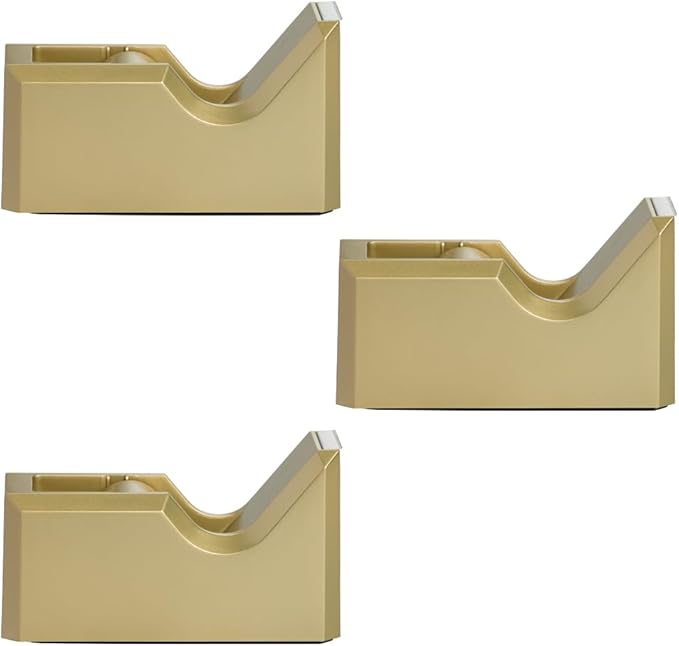 JAM PAPER Colorful Desk Tape Dispensers - Gold - 3/Pack
