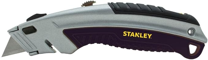 Stanley 10788 Curved Quick-Change Utility Knife, Stainless Steel Retractable Blade, 3 Blades