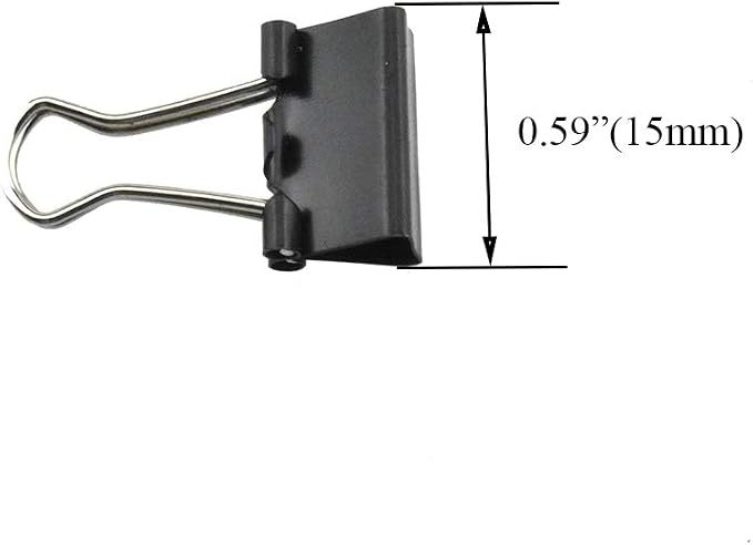 HAHIYO Binder Clips Paper Clamps Spring Steel Sturdy Mini 0.59 inches Width 0.2 Inch Capacity No Sharp Edges Heavy Duty Tight Grip Reusable Black Metal Bright Finish for Home Office School 100 Pack