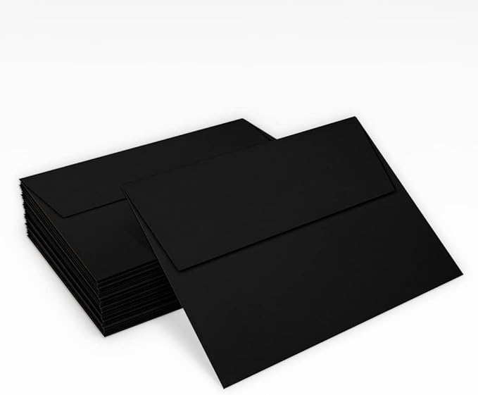 LUXPaper A7 Invitation Envelopes | Peel & Press | 5 1/4" x 7 1/4" | Midnight Black | 80lb. Text | 50 Qty