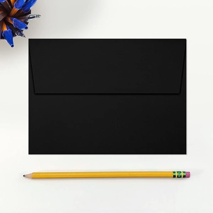 LUXPaper A7 Invitation Envelopes | Peel & Press | 5 1/4" x 7 1/4" | Midnight Black | 80lb. Text | 50 Qty