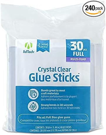 Adtech Multi Temp Glue Sticks Clear | 7/16 Inch Diameter | 4 Inch Length | Full Size | 30 Sticks, Pack of 8