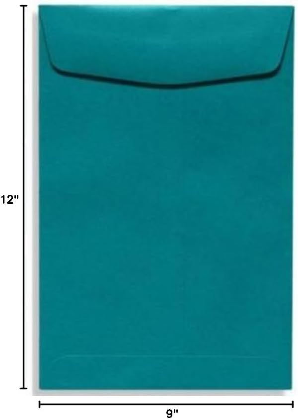 LUXPaper 9 x 12 Open End Envelopes | Peel & Press | Teal | 80lb. Text | 250 Qty