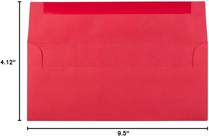 LUXPaper #10 Business Envelopes | 4 1/8" x 9 1/2" | Holiday Red | 60lb. Text | 250 Qty
