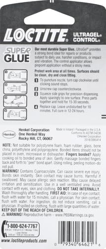 Loctite Super Glue Ultra Gel Control, Clear, 0.14 fl oz Bottle, 1 Pack - Superglue for Plastic, Wood, Metal, Crafts & Repair, Cyanoacrylate Adhesive Instant Glue, Quick Dry