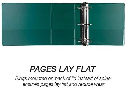 Samsill Durable 6 inch 3 Ring Binder, Locking D Ring Binder, Customizable Clear View Cover, Green, Holds 1225 Pages
