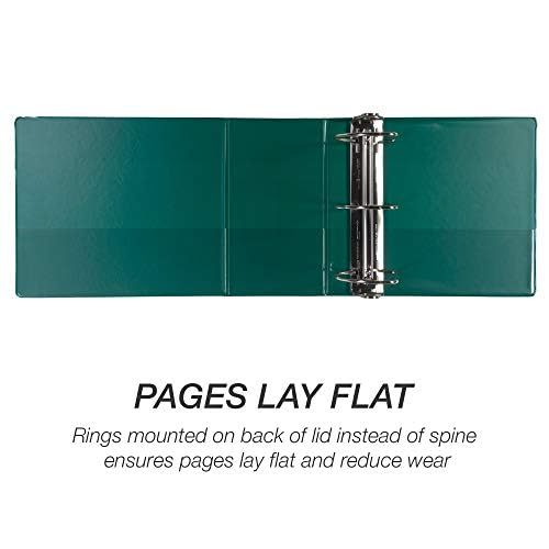 Samsill Durable 6 inch 3 Ring Binder, Locking D Ring 100% Recycled Chipboard, Green, 2 Pack
