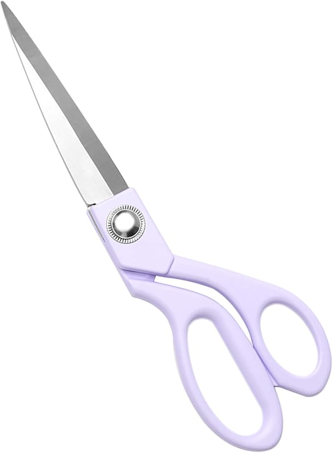 8" Purple Fabric Sewing Scissors, Cute Heavy Duty Shears | Stainless Steel Home Office & DIY Crafts Scrapbooking
