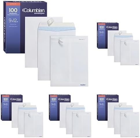 Columbian 9 x 12 Security Envelopes,100/Box,9 x 12 Inches,Release & Seal Self Seal,SimplySafe Tamper Evident Pull Strip,White (COLO930),(Pack of 5)