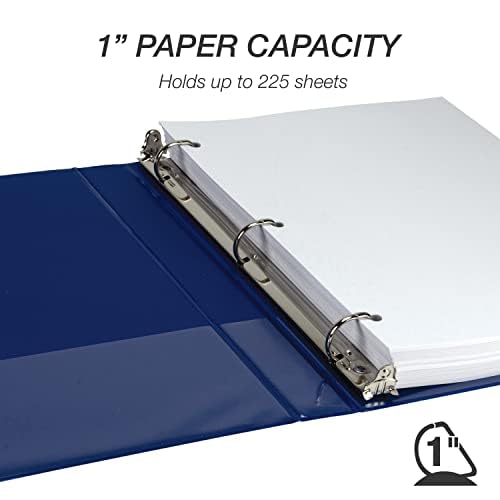 Samsill Durable 1 inch 3 Ring Binder, D Ring Binder, 100% Recycled Chipboard, Fashion Assortment, 4 Pack
