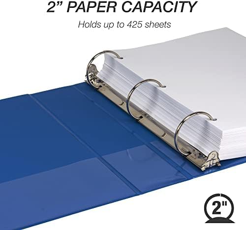 Samsill 3 Inch 3 Ring Binders, Economy Round Ring, Clear View Cover, 550 Sheet Capacity - for School, Home, Office - Blue, 4 Pack