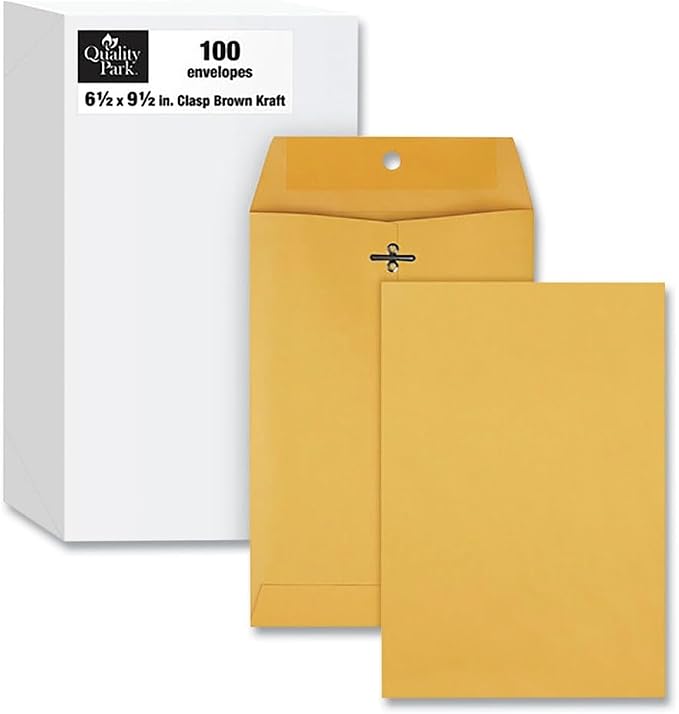 Clasp Envelope, 6 1/2 x 9 1/2, 28lb, Brown Kraft, 100/Box