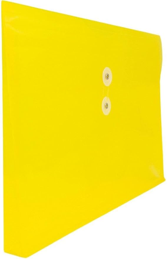 JAM PAPER Plastic Envelopes with Button & String Tie Closure - Legal Booklet - 9 3/4 x 14 1/2 - Yellow - 3/Pack