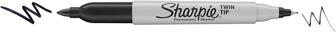 Sharpie Twin Tip Permanent Markers, Fine and Ultra Fine, Black, 4 Count