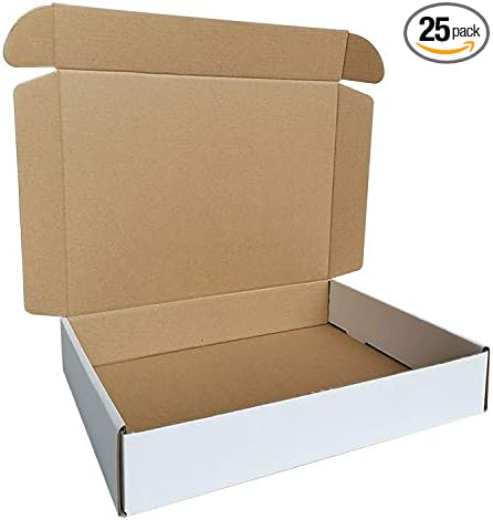 Corrugated Mailers, 11 1/8" x 8 5/8" x 2"(Inner Size), 25 Pack, Cardboard Shipping Boxes, Oyster White (CM1182-25)