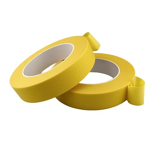 Yellow Masking Tape, 1 Inch x 55 Yards, 2 Rolls, Painters Tape for Painting, Home, Office, School Stationery, Arts, Crafts, Decoration