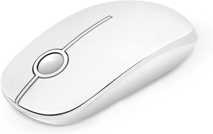 VssoPlor Wireless Mouse, 2.4G Slim Computer Laptop Mouse, Pure White | Portable Mouse, Plug & Play USB Nano Receiver, Quiet Silent Optical Mice for Notebook, PC, Laptop, Computer, Windows, Mac