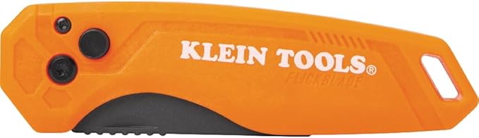 Klein Tools 44302 Folding FLICKBLADE Utility Knife with Side Release Button, Compact, Dual Locking Positions for Versatile Cutting Options