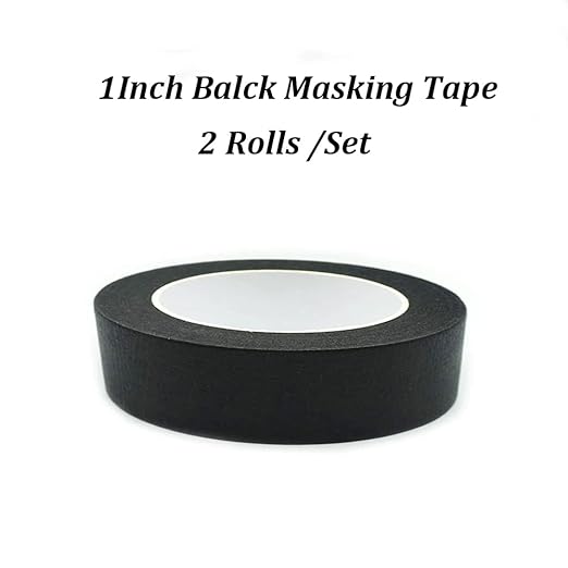 Black Masking Tape, 1 Inch x 55 Yards, 2 Rolls, Painters Tape for Painting, Home, Office, School Stationery, Arts, Crafts, Decoration