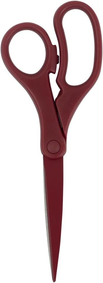 JAM PAPER Multi-Purpose Precision Scissors - 8 Inch - Burgundy - Ergonomic Handle & Stainless Steel Blades - Sold Individually