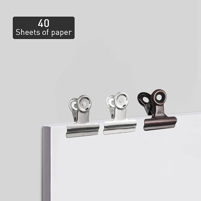 Bulldog Clips 0.86 Inch (20 mm) 30 PCS, Round Head Metal Bulldog Clips, 3 Colors (10 PCS Each), Heavy Duty Paper Clamps for Home School Office File Document Organizing Supplies