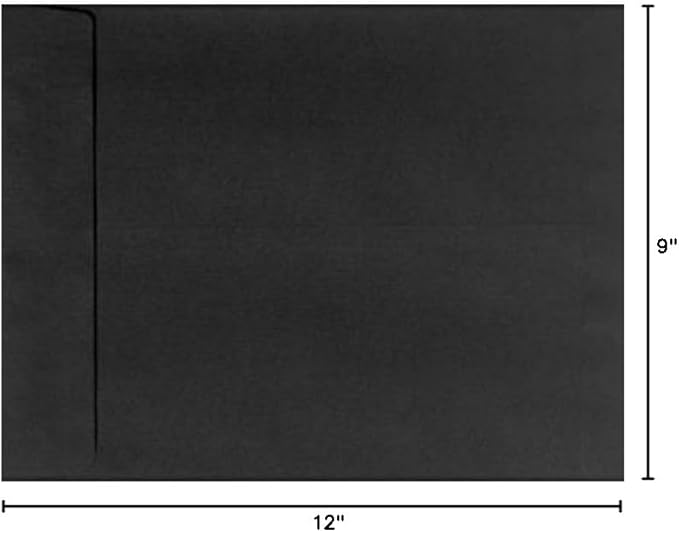 LUXPaper 9 x 12 Open End Envelopes | Peel & Press | Black Linen | 80lb. Text | 50 Qty