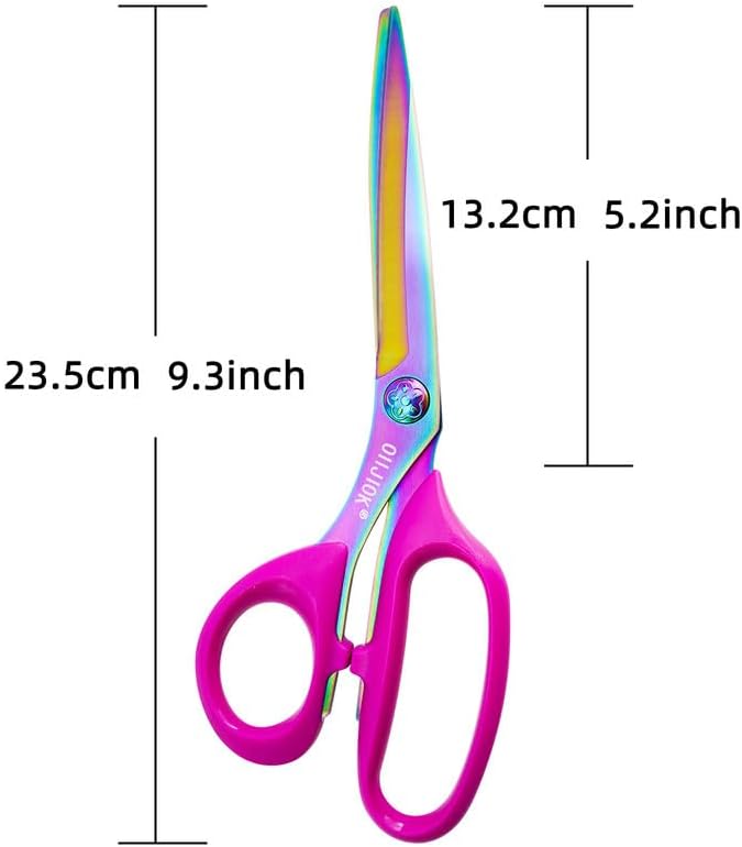 Left Handed Scissors,9.5 Inch All Purpose Lefty Scissors,Titanium Coating Forged Stainless Steel, Soft Comfort-Grip Handles,Perfect for Office,Home,and School Arts Crafts(Pink)