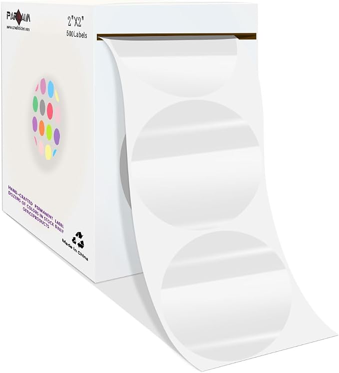 PARLAIM 2”Color Coding Labels Stickers,500PCS Round Circle Dot Stickers for Inventory Office Home Transparent