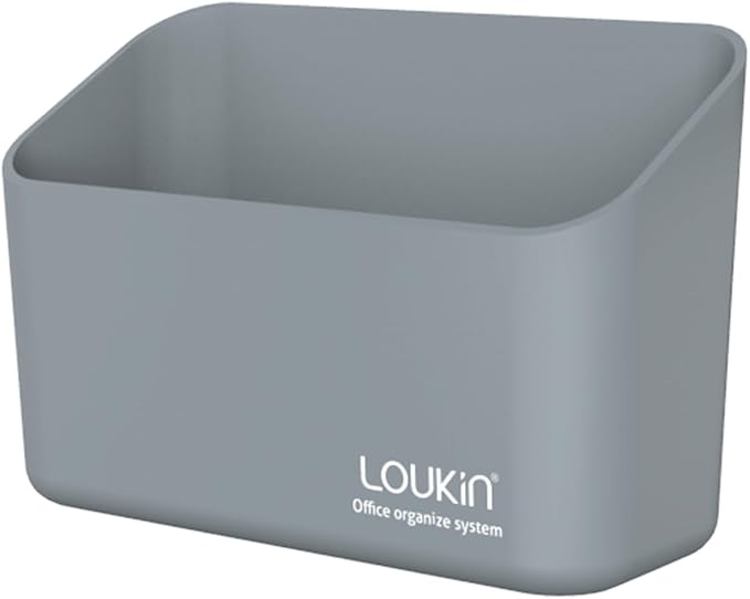 loukin Magnetic & Adhesive Marker Holder, Whiteboard Accessory Tray, Grey | 5.3" × 2.2", Holds 1 Eraser and 8 Markers, Supports up to 3.3 lb, 2 Mounting Options, Fits Glass and Refrigerators