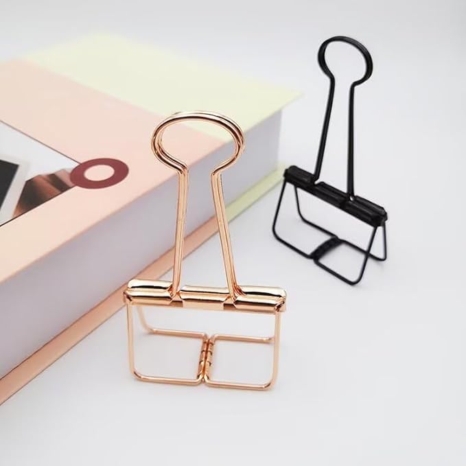 16PCS Large Binder Clips Fancy Binder Clips Metal Hollow Paper Organizer Metal Paper Clamps Decorative Tool for School Office Paperwork Multicolor (L)