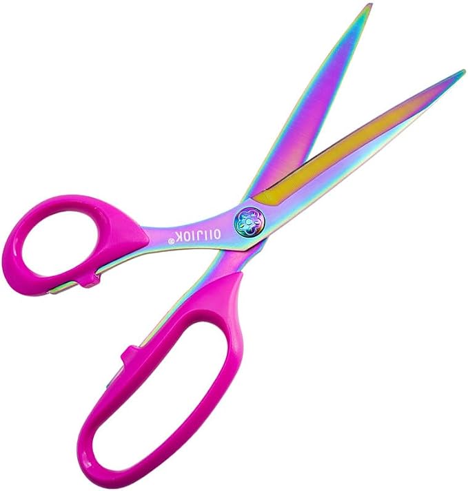 Left Handed Scissors,9.5 Inch All Purpose Lefty Scissors,Titanium Coating Forged Stainless Steel, Soft Comfort-Grip Handles,Perfect for Office,Home,and School Arts Crafts(Pink)