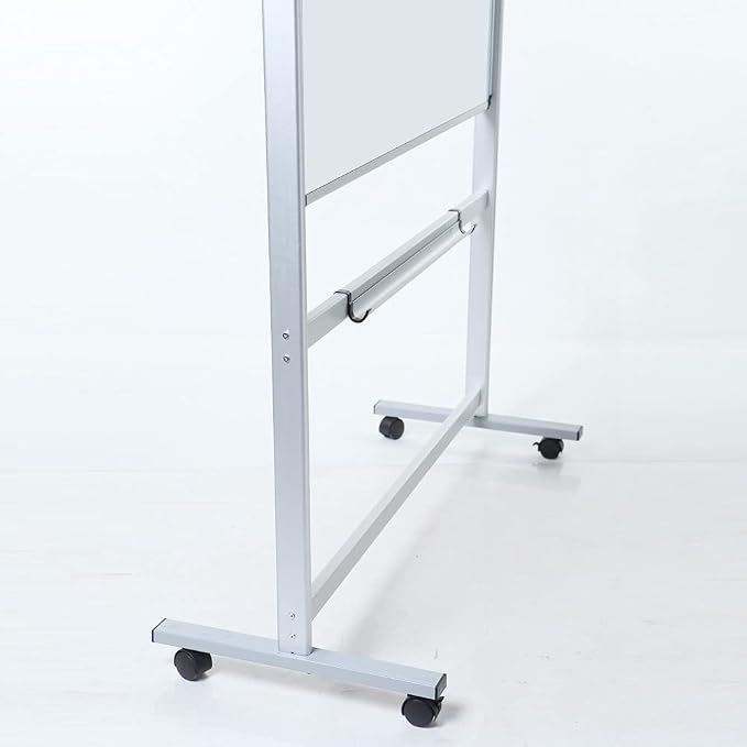 VIZ-PRO Double-Sided Magnetic Mobile Whiteboard, 60" x 36" | 5' x 3' Rolling Dry Erase Board Easel Stand on Wheels with Aluminium Frame for School Office Home