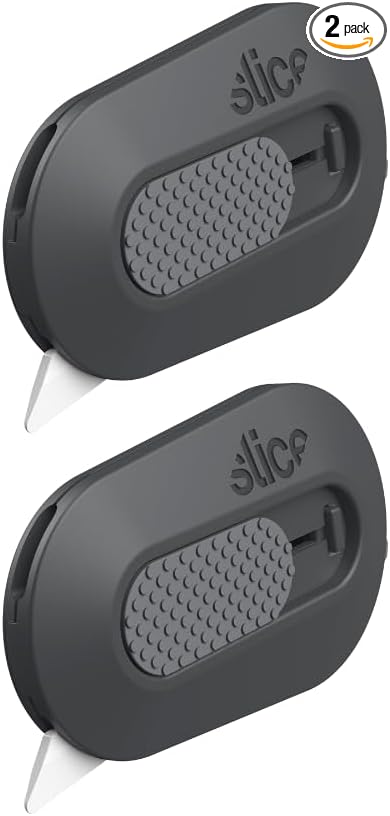 Slice Mini Box Cutter | Manual Retracting | Safe Ceramic Box Cutter Lasting 11x Longer than Metal | Box Opener | 2 Pack | Stone