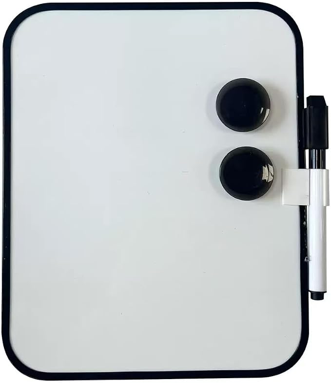 Magnetic Whiteboard with Marker and Magnets, 6" x 8",Small Whiteboard for Classroom, School Locker,Home, Office (Black)