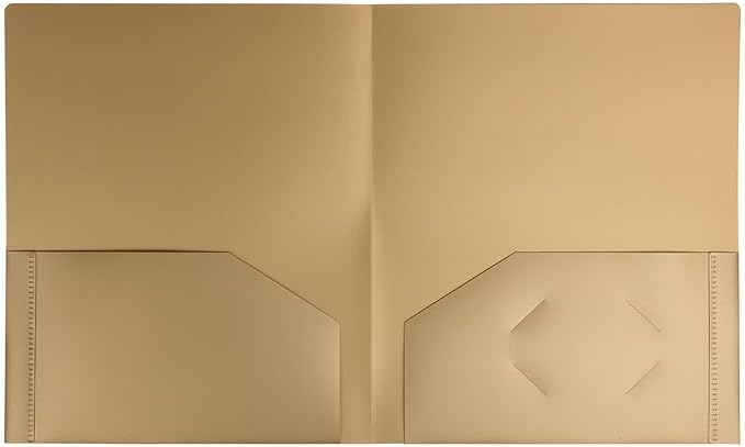 JAM PAPER Heavy Duty Plastic 2 Pocket Extra Tough School Folders - Gold - Bulk 144/Box