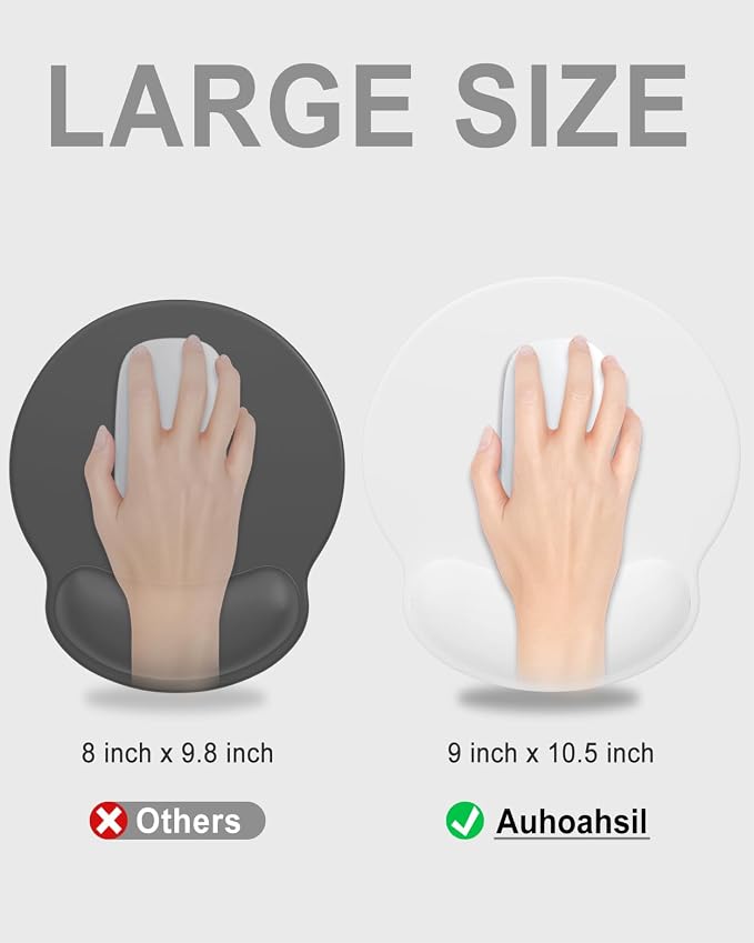 Auhoahsil Ergonomic Mouse Pad with Wrist Rest, Comfortable Silicone Non-Slip Computer Pain Relief Gel Mouse Mat with Wrist Support for Gaming, Work, Office, Women & Men, Cute Pattern, White
