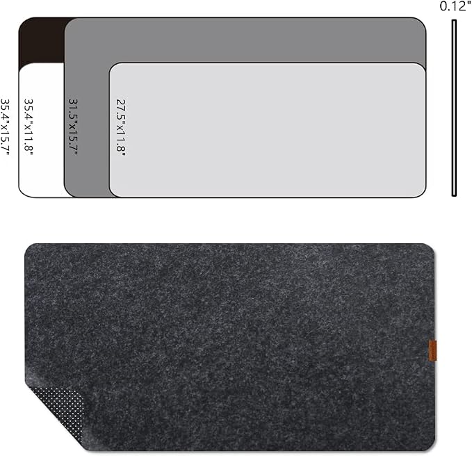 Bright Stone Felt Desk Mat,Non-Slip Mouse Pad, 35.4"x15.7" Office Supplies Desk Protector, Desk Accessories for Home and Office (Light Gray)