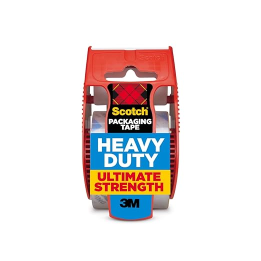 Scotch Heavy Duty Shipping Packing Tape, Clear, Shipping and Packaging Supplies, 1.88 in. x 27.7 yd., 1 Tape Roll with Dispenser