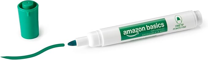Amazon Basics Low-Odor Dry Erase Whiteboard Markers, Fine Tip, Quick-Dry, 4 Assorted Colors, 36-Pack