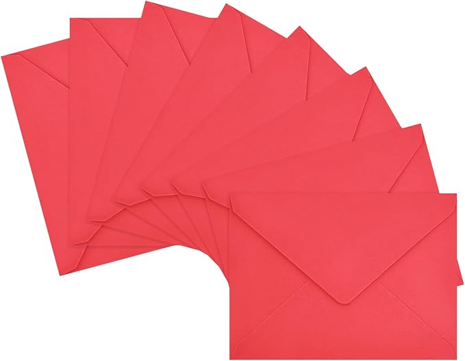 50 Pack Red A7 Envelopes, Christmas New Years Greeting Card Envelopes Self Seal, 5.24 x 7.24 in Envelopes for Birthday Graduation Baby Shower Wedding