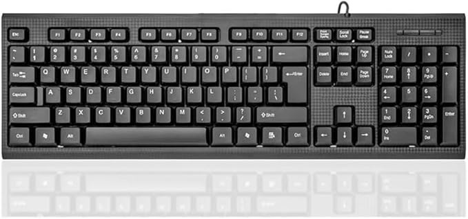 Guiheng Wired Computer Keyboard, Plug Play USB, Large Number Pad, LED Indicators，Ergonomic, Foldable Stands,Anti-Wear Letters Full Size Keyboard,for Windows Mac PC Laptop-Black