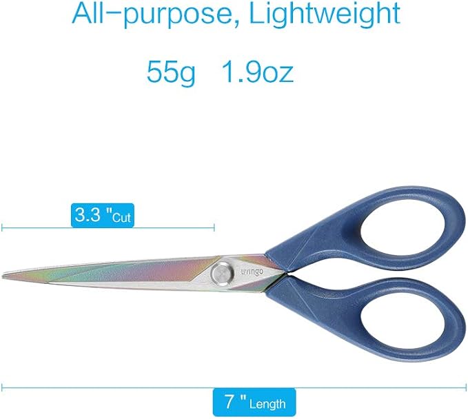 LIVINGO Titanium Scissors 7" All Purpose Shears 2 Pack | Forged Stainless Steel Blade, Left Right Handed Design, Fabric Sewing Craft, Home Office School Supplies