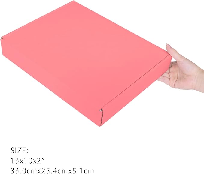 Pink Cardboard Corrugated Boxes - 13x10x2, 30 Pack - Shipping & Mailing Boxes