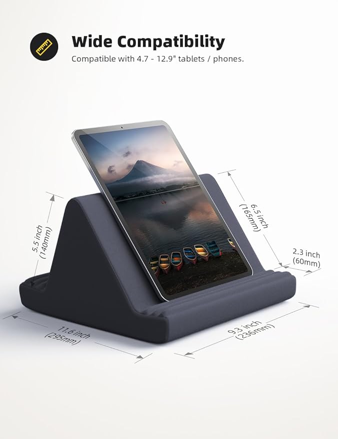 Lamicall Tablet Pillow Stand, Pillow Soft Pad for Lap - Tablet Holder Dock for Bed with 6 Viewing Angles, Great Gifts, for 4-13" Tablets, Like iPad Pro 11, 13, Air, Mini, Kindle, Galaxy Tab, E-Reader