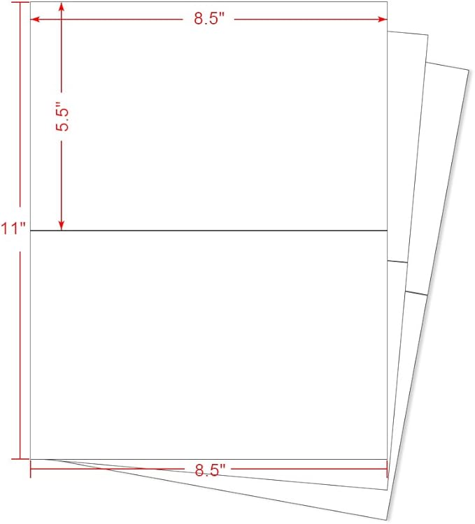 FungLam Shipping Labels 2 per Page - Half Sheet Shipping Labels for Laser & Inkjet Printers - 8.5 x 5.5 Self Adhesive Mailing Labels, White (100 Sheets, 200 Labels)